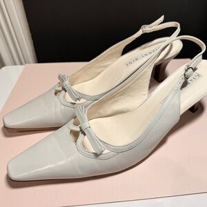 Gianni Bini Whisper of Green Bow Leather Slings Shoes Size 8.5 EUC